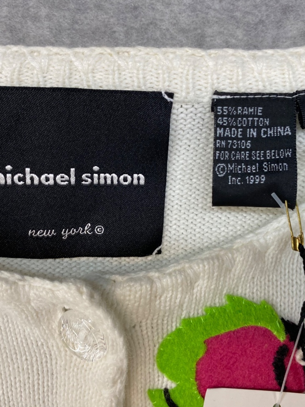 NEW! Vintage Michael Simon Cardigan M • SCUBA Girl Beaded Embroidered • Art - Picture 4 of 10